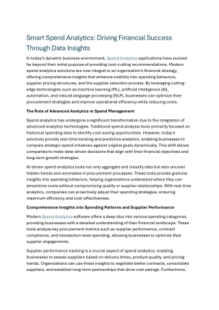 Spend Analytics tools