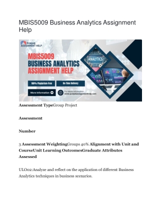 MBIS5009 Business Analytics Assignment Help