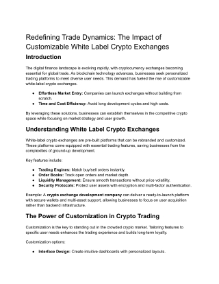The Impact of Customizable White Label Crypto Exchanges