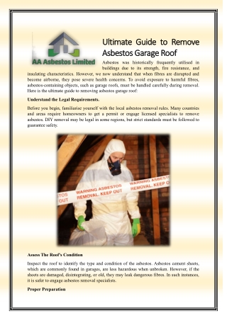 Ultimate Guide to Remove Asbestos Garage Roof