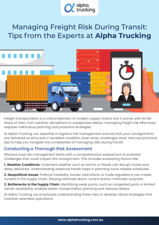 Managing Freight Risk During Transit Tips from the Experts at Alpha Trucking