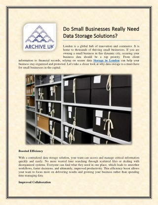 Do Small Businesses Really Need Data Storage Solutions