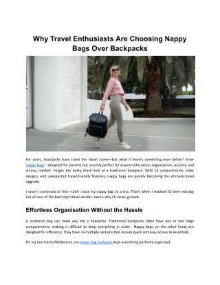 Why Travel Enthusiasts Are Choosing Nappy Bags Over Backpacks