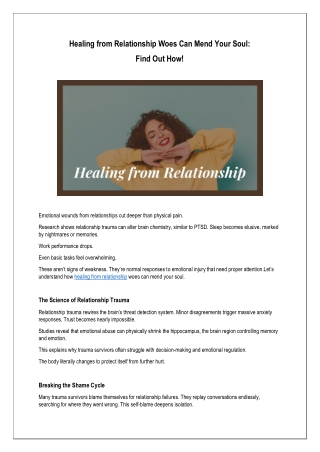 Healing from Relationship Woes Can Mend Your Soul: Find Out How!