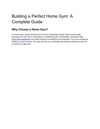 Building a Perfect Home Gym: A Complete Guide