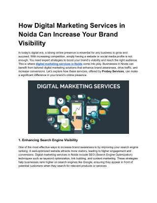 How Digital Marketing Services in Noida Can Increase Your Brand Visibility