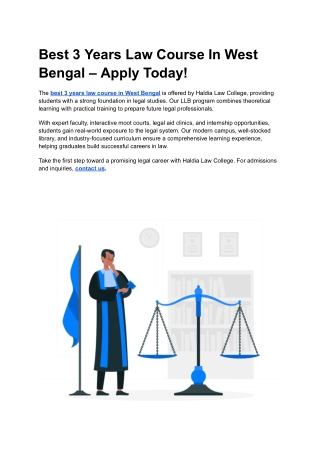 Best 3 Years Law Course In West Bengal – Apply Today