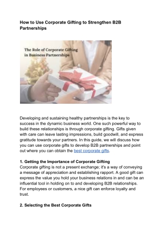 How to Use Corporate Gifting to Strengthen B2B Partnerships