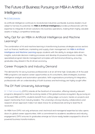 Unlocking Business Potential with an MBA in Artificial Intelligence
