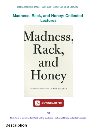 Books Read Madness  Rack  and Honey Collected Lectures