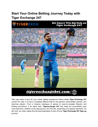 Start Your Online Betting Journey Today with Tiger Exchange 247