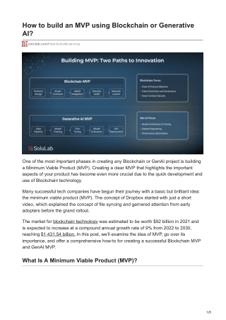 How to build an MVP using Blockchain or Generative AI
