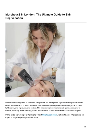 Morpheus8 in London The Ultimate Guide to Skin Rejuvenation