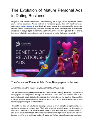 The Evolution of Mature Personal Ads in Dating Business