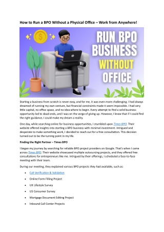 How to Run a BPO Without a Physical Office – Work from Anywhere!