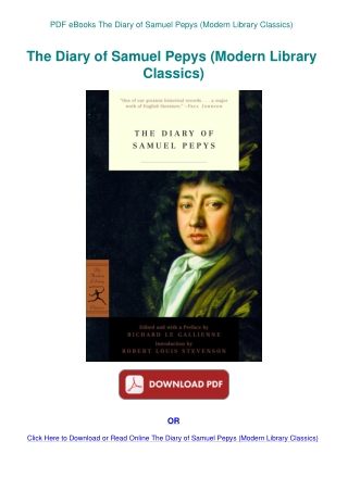 PDF eBooks The Diary of Samuel Pepys (Modern Library Classics)