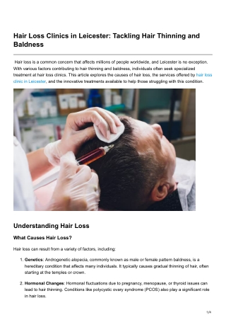 Hair Loss Clinics in Leicester Tackling Hair Thinning and Baldness