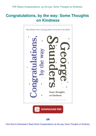 PDF Books Congratulations  by the way Some Thoughts on Kindness