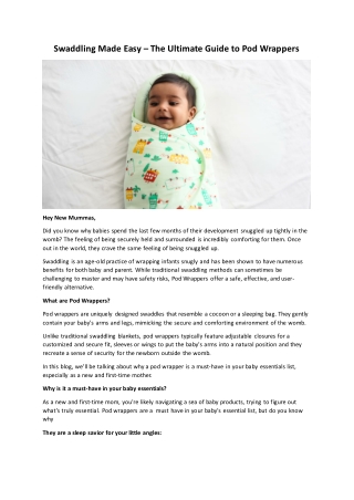 Swaddling Made Easy The Ultimate Guide to Pod Wrappers