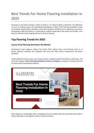 Best Trends For Home Flooring Installation In 2025