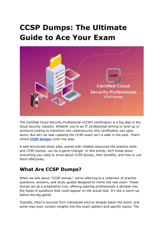 CCSP Dumps The Ultimate Guide to Ace Your Exam