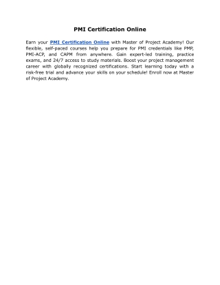 PMI Certification Online