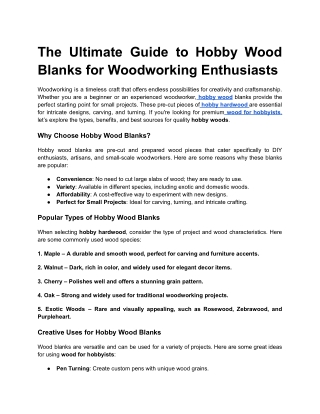The Ultimate Guide to Hobby Wood Blanks for Woodworking Enthusiasts