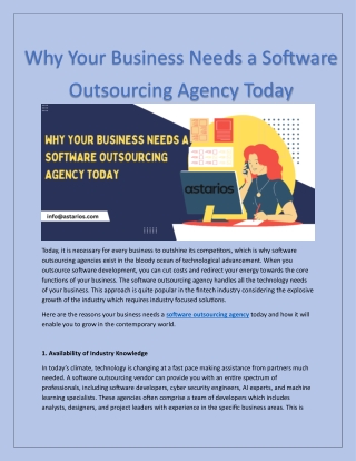 Why Your Business Needs a Software Outsourcing Agency Today