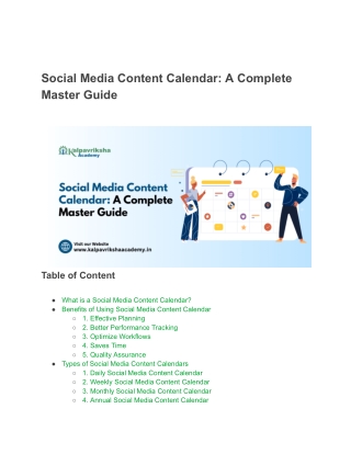 Social Media Content Calendar: A Complete Master Guide