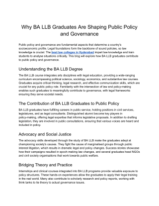 SLS Hyd - Why BA LLB Graduates Are Shaping Public Policy and Governance