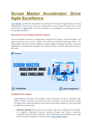 Scrum Master Classes -  Scrum Master tranning