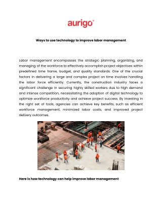 Ways to use technology to improve labor management