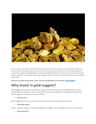 Souray Ltd - Premium Quality Gold Nuggets for Discerning Investors and Collector