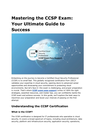 Mastering the CCSP Exam Your Ultimate Guide to Success