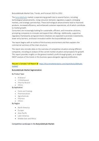 Butyraldehyde Market Size, Trends, and Forecast 2023 to 2032