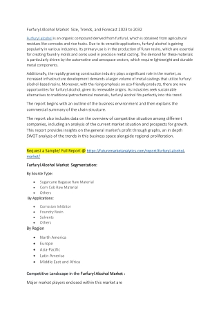 Furfuryl Alcohol Market  Size, Trends, and Forecast 2023 to 2032