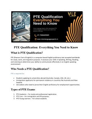 PTE Qualification Everything You Need to Know