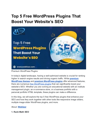 Top 5 Free WordPress Plugins That Boost Your Website’s SEO
