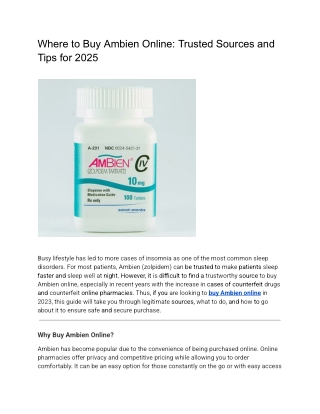 Where to Buy Ambien Online_ Trusted Sources and Tips for 2025