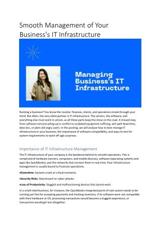 Smooth Management of Your Business's IT Infrastructure
