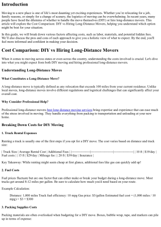 “Cost Comparison: DIY vs Hiring Long-Distance Movers”