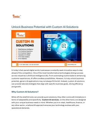 Unlock Business Potential with Custom AI Solutions