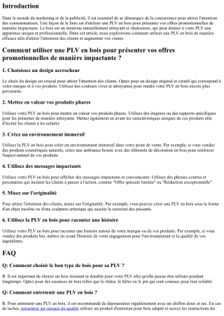 Comment utiliser une PLV en bois pour présenter vos offres promotionnelles de ma
