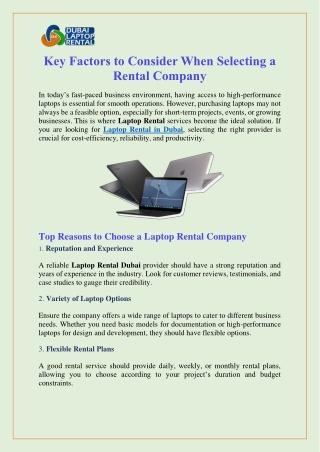 Key Factors to Consider When Selecting a Rental Company