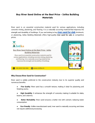 Buy River Sand Online at the Best Price - Istika Building Materials