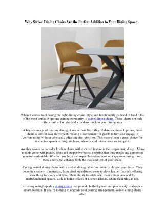 Elevate Your Dining Experience with Stylish Swivel Dining Chairs