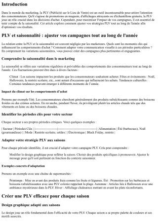 PLV et saisonnalité : ajuster vos campagnes tout au long de l'année