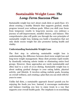 Sustainable Weight Loss_ The Long-Term Success Plan