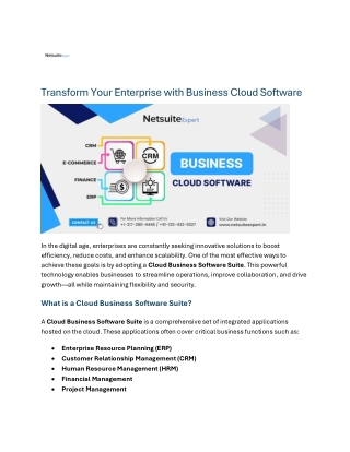 Transform Your Enterprise with Business Cloud Software
