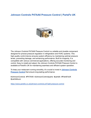 Johnson Controls P47AA6 Pressure Control _ PartsFe UK